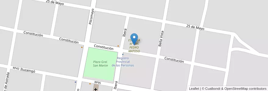 Mapa de ubicacion de ESCUELA Nº 105 PEDRO MATOSO en آرژانتین, Corrientes, Departamento San Cosme, Municipio De Santa Ana.