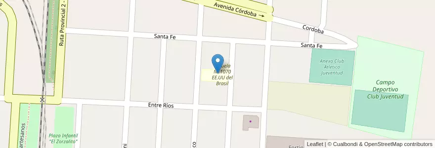 Mapa de ubicacion de Escuela Nº 1070 EE.UU del Brasil en الأرجنتين, سانتا في, إدارة العاصمة, Municipio De Laguna Paiva.