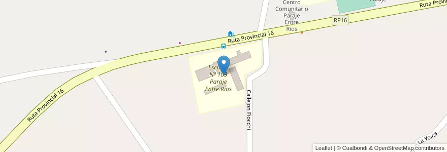 Mapa de ubicacion de Escuela Nº 109 Paraje Entre Ríos en アルゼンチン, チリ, チュブ州, Departamento Cushamen, Paraje Entre Ríos.