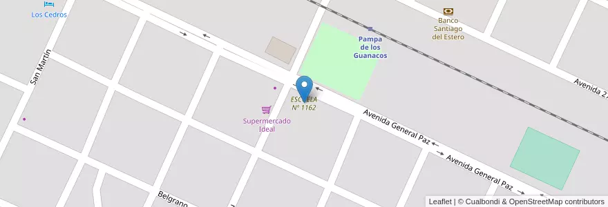 Mapa de ubicacion de ESCUELA Nº 1162 en Arjantin, Santiago Del Estero, Departamento Copo, Pampa De Los Guanacos.