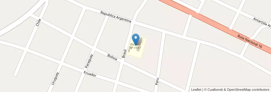 Mapa de ubicacion de Escuela Nº 1187 en Argentina, Santiago Del Estero, Departamento Copo.