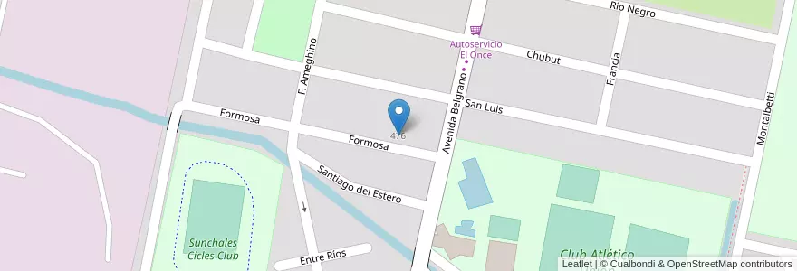 Mapa de ubicacion de Escuela Nº 1212 "P. de Rochdale" en Argentina, Santa Fe, Departamento Castellanos, Municipio De Sunchales.