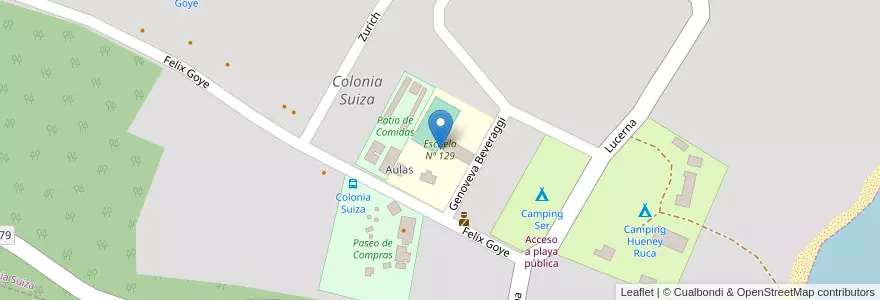 Mapa de ubicacion de Escuela Nº 129 en Аргентина, Чили, Рио-Негро, Departamento Bariloche, Municipio De San Carlos De Bariloche, Colonia Suiza.