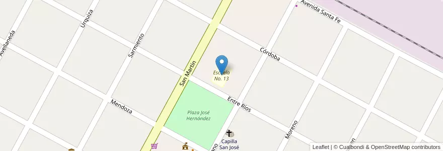 Mapa de ubicacion de Escuela No. 13 en Arjantin, Buenos Aires, Partido De San Antonio De Areco.