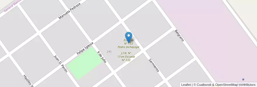 Mapa de ubicacion de Escuela Nº 133 Pedro Inchauspe en Аргентина, Ла-Пампа, Departamento Guatraché, Municipio De General Manuel J. Campos, General Manuel J. Campos.