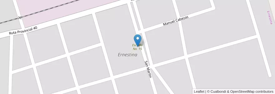 Mapa de ubicacion de Escuela No. 15 en Arjantin, Buenos Aires, Partido De Veinticinco De Mayo, Ernestina.