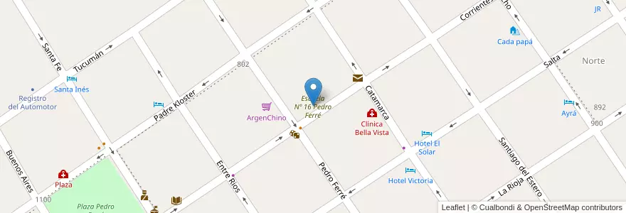 Mapa de ubicacion de Escuela Nº 16 Pedro Ferré en آرژانتین, Corrientes, Departamento Bella Vista, Municipio De Bella Vista.