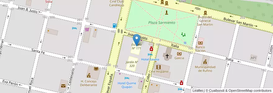 Mapa de ubicacion de Escuela Nº 171 en 阿根廷, Santa Fe, Departamento General López, Municipio De Rufino.
