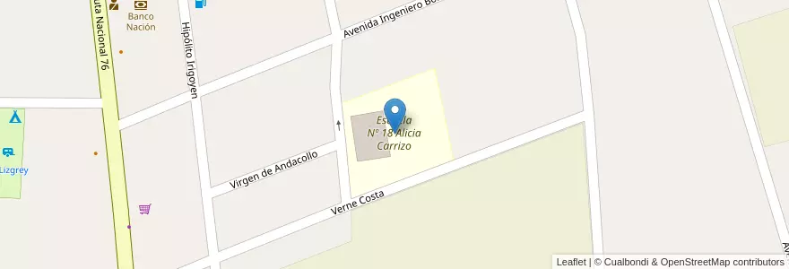 Mapa de ubicacion de Escuela Nº 18 Alicia Carrizo en الأرجنتين, تشيلي, La Rioja, Coronel Felipe Varela.