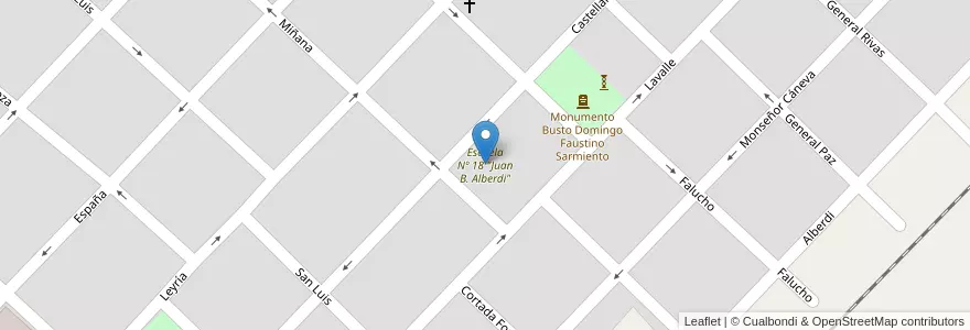 Mapa de ubicacion de Escuela Nº 18 "Juan B. Alberdi" en Arjantin, Buenos Aires, Partido De Azul.