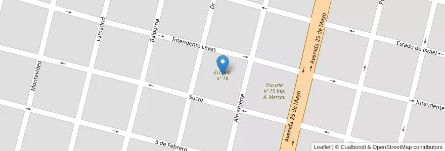 Mapa de ubicacion de Escuela nº 18 en アルゼンチン, サンルイス州, General Pedernera, Villa Mercedes, Municipio De Villa Mercedes.