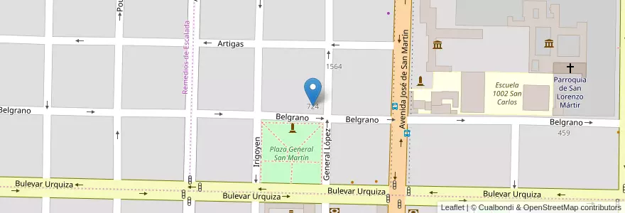 Mapa de ubicacion de Escuela Nº 182 “Martín Miguel de Güemes” en Argentinien, Santa Fe, Departamento San Lorenzo, Municipio De San Lorenzo, San Lorenzo.