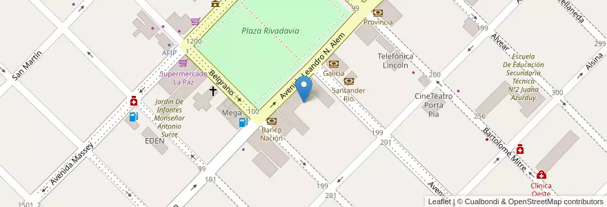 Mapa de ubicacion de Escuela Nº 2 en Argentinien, Provinz Buenos Aires, Partido De Lincoln.