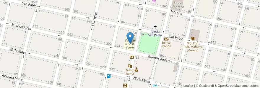 Mapa de ubicacion de Escuela Nº 2 M. Ugarte en Argentina, Provincia Di Buenos Aires, Partido De Salto.