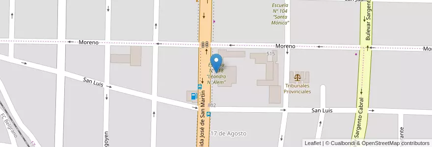 Mapa de ubicacion de Escuela Nº 218 “Leandro N. Alem” en Argentinië, Santa Fe, Departamento San Lorenzo, Municipio De San Lorenzo, San Lorenzo.