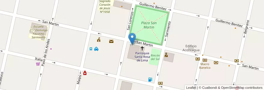 Mapa de ubicacion de Escuela Nº 260 M. Belgrano en 아르헨티나, Santa Fe, Departamento Belgrano, Municipio De Las Rosas.