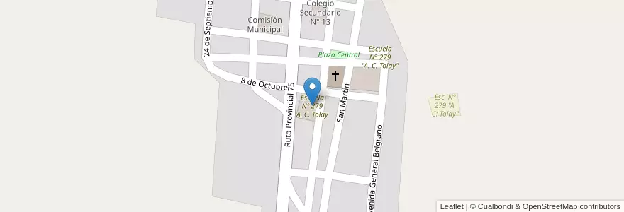 Mapa de ubicacion de Escuela Nº 279 A. C. Tolay en Argentine, Jujuy, Departamento Cochinoca, Municipio De Abdón Castro Tolay.