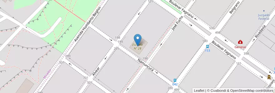 Mapa de ubicacion de Escuela Nº 28 en アルゼンチン, サンタクルス州, チリ, Mirador, Mercado De La Ciudad, Deseado, Caleta Olivia.