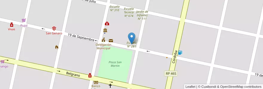 Mapa de ubicacion de Escuela Nº 281 en Argentinien, Santa Fe, Departamento San Jerónimo, Municipio De San Genaro, San Genaro.