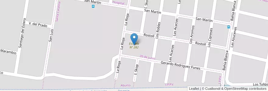 Mapa de ubicacion de Escuela Nº 282 en 阿根廷, 智利, 内格罗河省, Municipio De Allen, Departamento General Roca.