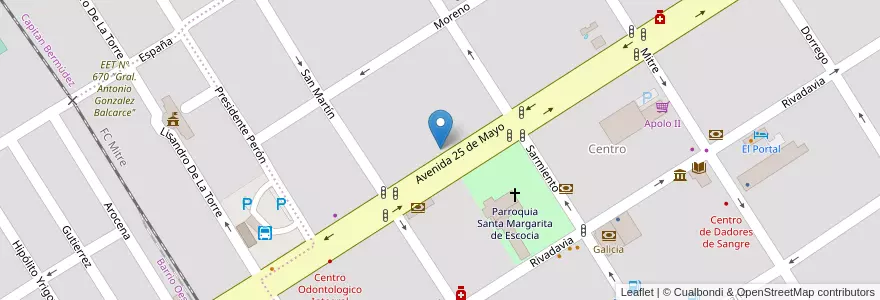 Mapa de ubicacion de Escuela Nº 290 "Simón de Iriondo" en アルゼンチン, サンタフェ州, Departamento San Jerónimo, Municipio De Gálvez, Gálvez.