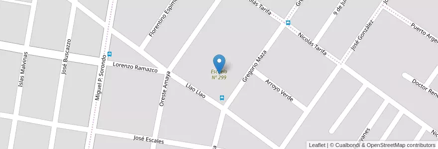 Mapa de ubicacion de Escuela Nº 299 en アルゼンチン, チリ, リオネグロ州, Municipio De Allen, Departamento General Roca.