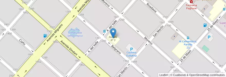 Mapa de ubicacion de Escuela Nº 3 en Argentina, Buenos Aires, Partido De Ayacucho, Ayacucho.