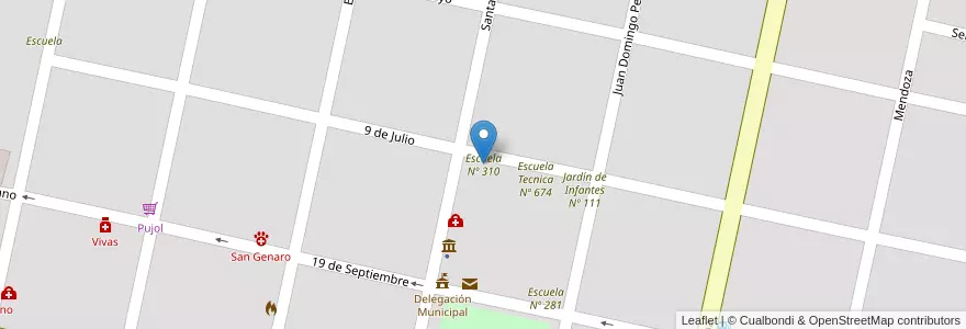Mapa de ubicacion de Escuela Nº 310 en Argentina, Santa Fe, Departamento San Jerónimo, Municipio De San Genaro, San Genaro.