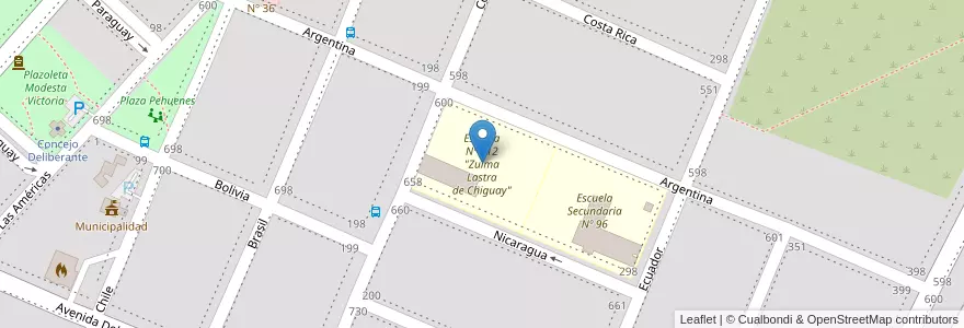 Mapa de ubicacion de Escuela Nº 312 "Zulma Lastra de Chiguay" en آرژانتین, شیلی, استان ریو نگرو، آرژانتین, Departamento Pilcaniyeu, Municipio De Dina Huapi, Dina Huapi.