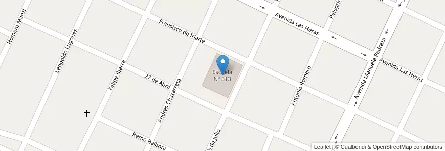 Mapa de ubicacion de Escuela Nº 313 en アルゼンチン, サンティアゴ・デル・エステロ州, Departamento Copo.