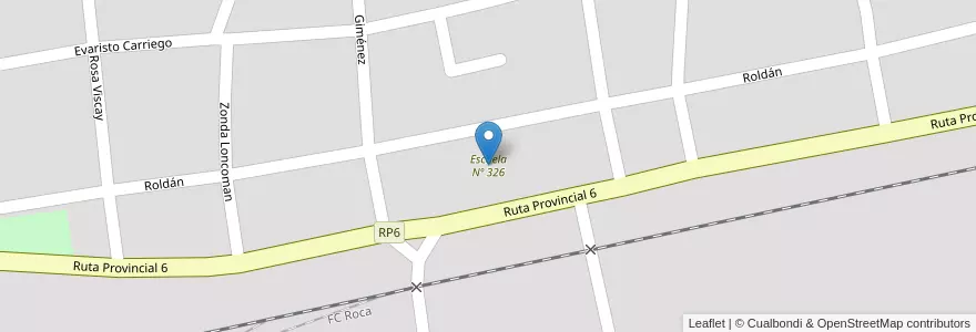 Mapa de ubicacion de Escuela Nº 326 en Arjantin, Şili, Río Negro, Departamento Veinticinco De Mayo, Ingeniero Jacobacci.