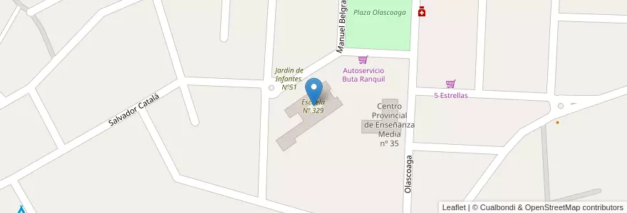 Mapa de ubicacion de Escuela Nº 329 en Argentinië, Chili, Neuquén, Departamento Pehuenches, Buta Ranquil.