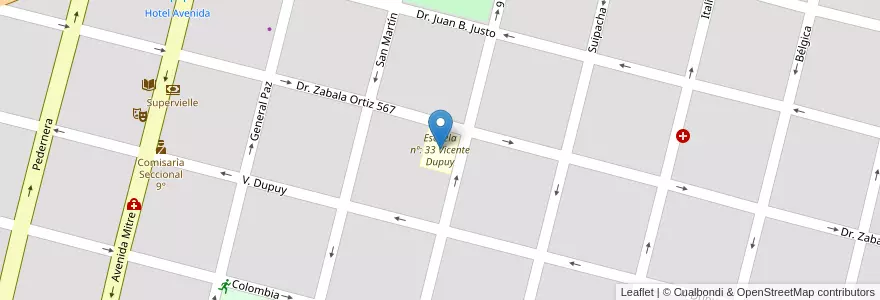Mapa de ubicacion de Escuela nº: 33 Vicente Dupuy en Argentina, San Luis, General Pedernera, Villa Mercedes, Municipio De Villa Mercedes.