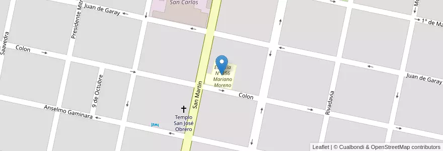 Mapa de ubicacion de Escuela Nº 356 Mariano Moreno en Argentinien, Santa Fe, Departamento Las Colonias, San Carlos Centro, San Carlos Centro.