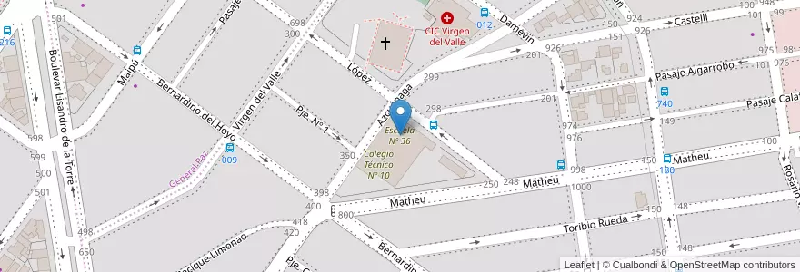 Mapa de ubicacion de Escuela Nº 36 en Arjantin, Şili, Santa Cruz, Mercado De La Ciudad, Deseado, Caleta Olivia.