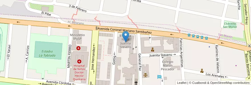 Mapa de ubicacion de Escuela Nº 38 Juanita Stevens en Argentinien, Jujuy, Departamento Doctor Manuel Belgrano, Municipio De San Salvador De Jujuy.