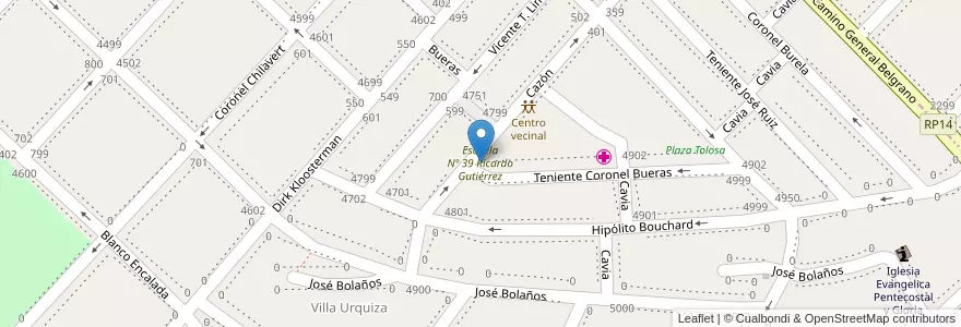 Mapa de ubicacion de Escuela Nº 39 Ricardo Gutiérrez en آرژانتین, استان بوئنوس آیرس, Partido De Lanús, Monte Chingolo.