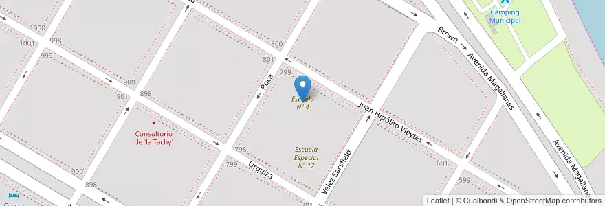 Mapa de ubicacion de Escuela Nº 4 en 아르헨티나, 칠레, 산타크루스주, Puerto San Julián, Magallanes, Puerto San Julián.