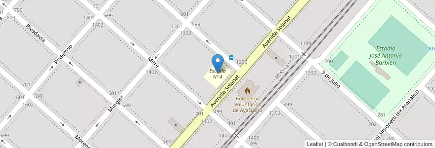Mapa de ubicacion de Escuela Nº 4 en Arjantin, Buenos Aires, Partido De Ayacucho, Ayacucho.
