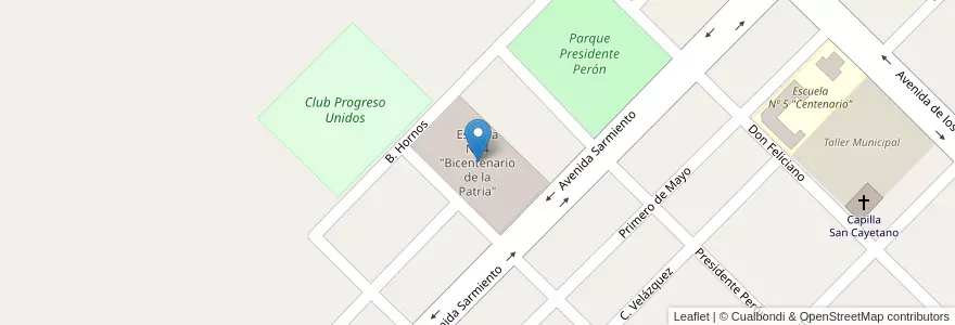 Mapa de ubicacion de Escuela Nº 4 "Bicentenario de la Patria" en 阿根廷, 恩特雷里奥斯省, Departamento San Salvador, Distrito Arroyo Grande, San Salvador.