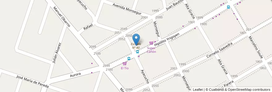 Mapa de ubicacion de Escuela Nº 40 en アルゼンチン, ブエノスアイレス州, Partido De Moreno, Moreno.