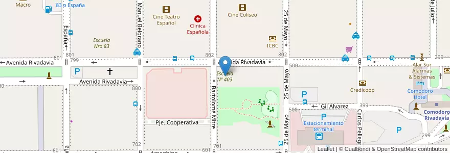 Mapa de ubicacion de Escuela Nº 403 en Argentinien, Chubut, Departamento Escalante, Comodoro Rivadavia.