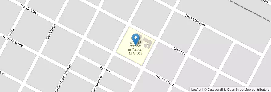 Mapa de ubicacion de Escuela Nº 4229 'Tambor de Tacuari' EX N° 358 en Argentinien, Salta, Rivadavia, Municipio De Rivadavia Banda Norte, Coronel Juan Solá.