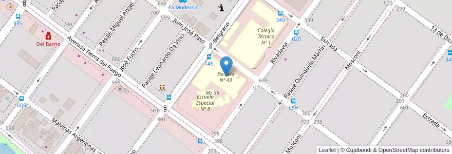 Mapa de ubicacion de Escuela Nº 43 en Argentina, Wilayah Santa Cruz, Chile, Mercado De La Ciudad, Deseado, Caleta Olivia.