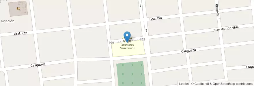 Mapa de ubicacion de Escuela Nº 431 Cazadores Correntinos en アルゼンチン, コリエンテス州, Departamento Monte Caseros, Municipio De Monte Caseros.