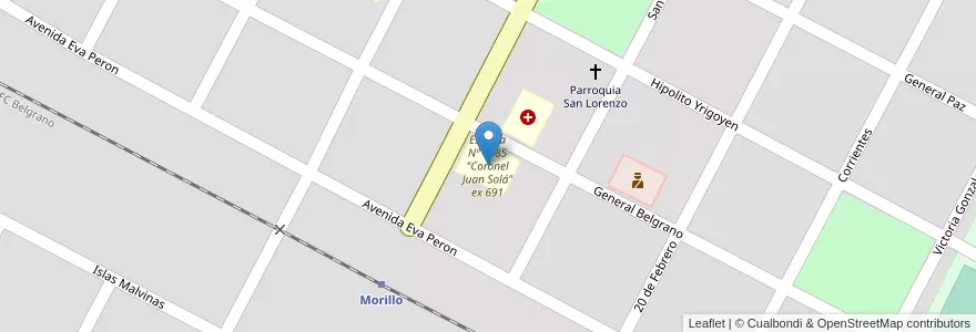Mapa de ubicacion de Escuela Nº 4485 "Coronel Juan Solá" ex 691 en 阿根廷, Salta, Rivadavia, Municipio De Rivadavia Banda Norte, Coronel Juan Solá.