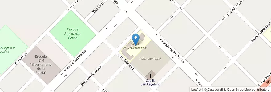 Mapa de ubicacion de Escuela Nº 5 "Centenario" en الأرجنتين, إنتري ريوس, Departamento San Salvador, Distrito Arroyo Grande, San Salvador.