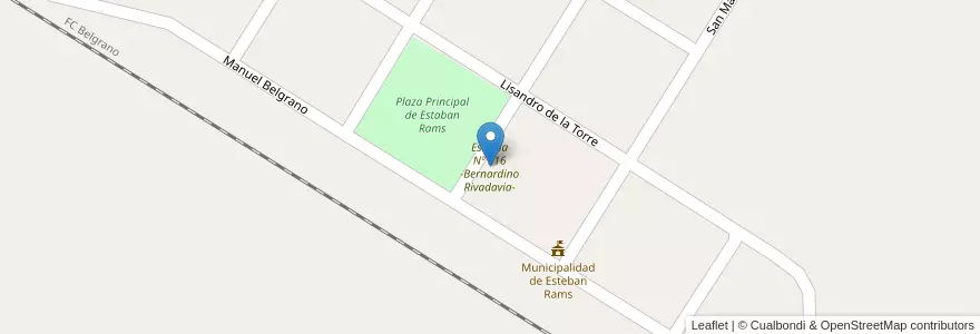 Mapa de ubicacion de Escuela Nº 516 -Bernardino Rivadavia- en Argentina, Santa Fe, Municipio De Esteban Rams.
