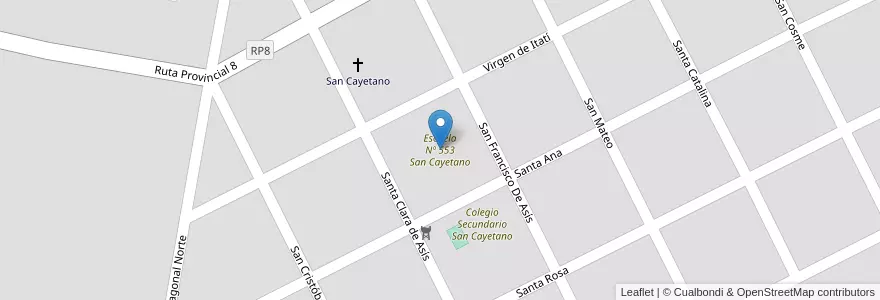 Mapa de ubicacion de Escuela Nº 553 San Cayetano en アルゼンチン, コリエンテス州, Departamento Capital, Municipio De Riachuelo.