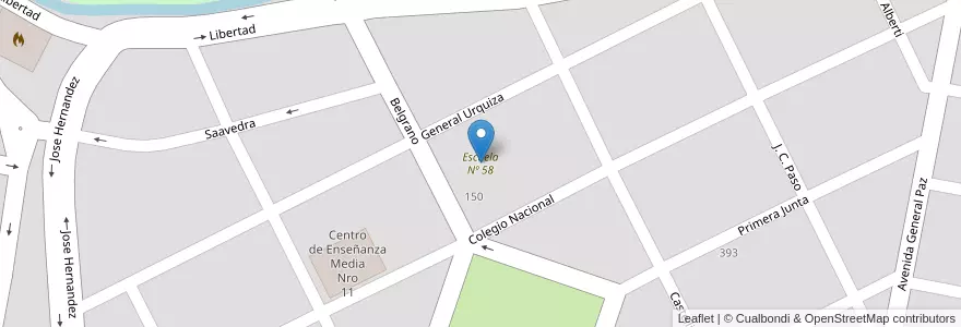 Mapa de ubicacion de Escuela Nº 58 en 아르헨티나, 리오네그로주, Departamento General Roca, Villa Regina.